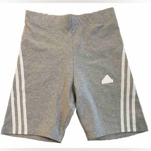 Adidas Biker Shorts Grey Athletic Shorts White Adidas Logo & Stripes Medium